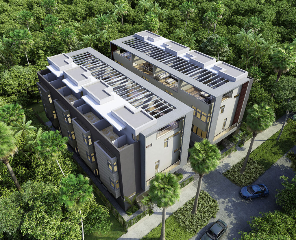 Habitat in the Grove | Coconut Grove, FL.
3 stories each building
8 units per building
2 separate buildings,
12,314 SF per building