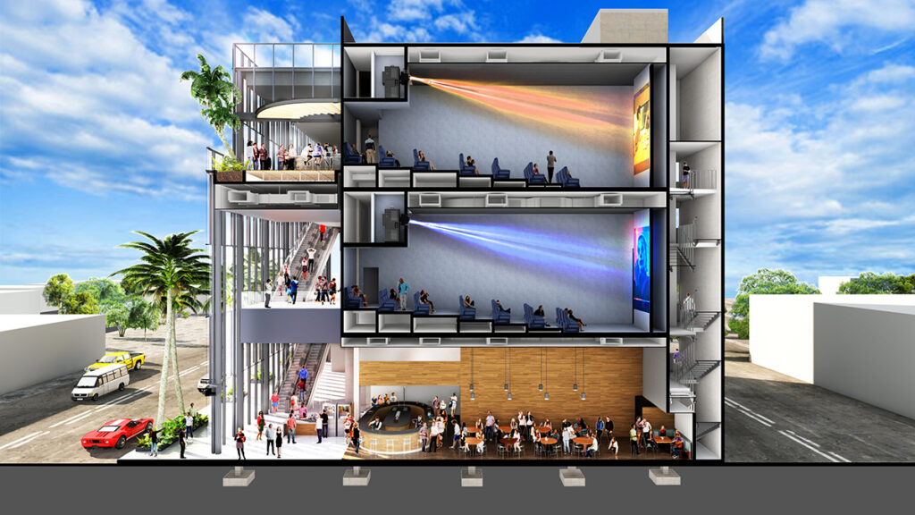The Living Room | Miami, FL.
5 stories - 13,977 SF
Restaurant - 3,040 SF
Concessions - 1,267 SF
Theaters - 10,894 SF
Collaboration with: Alberto Rimoch S.C.